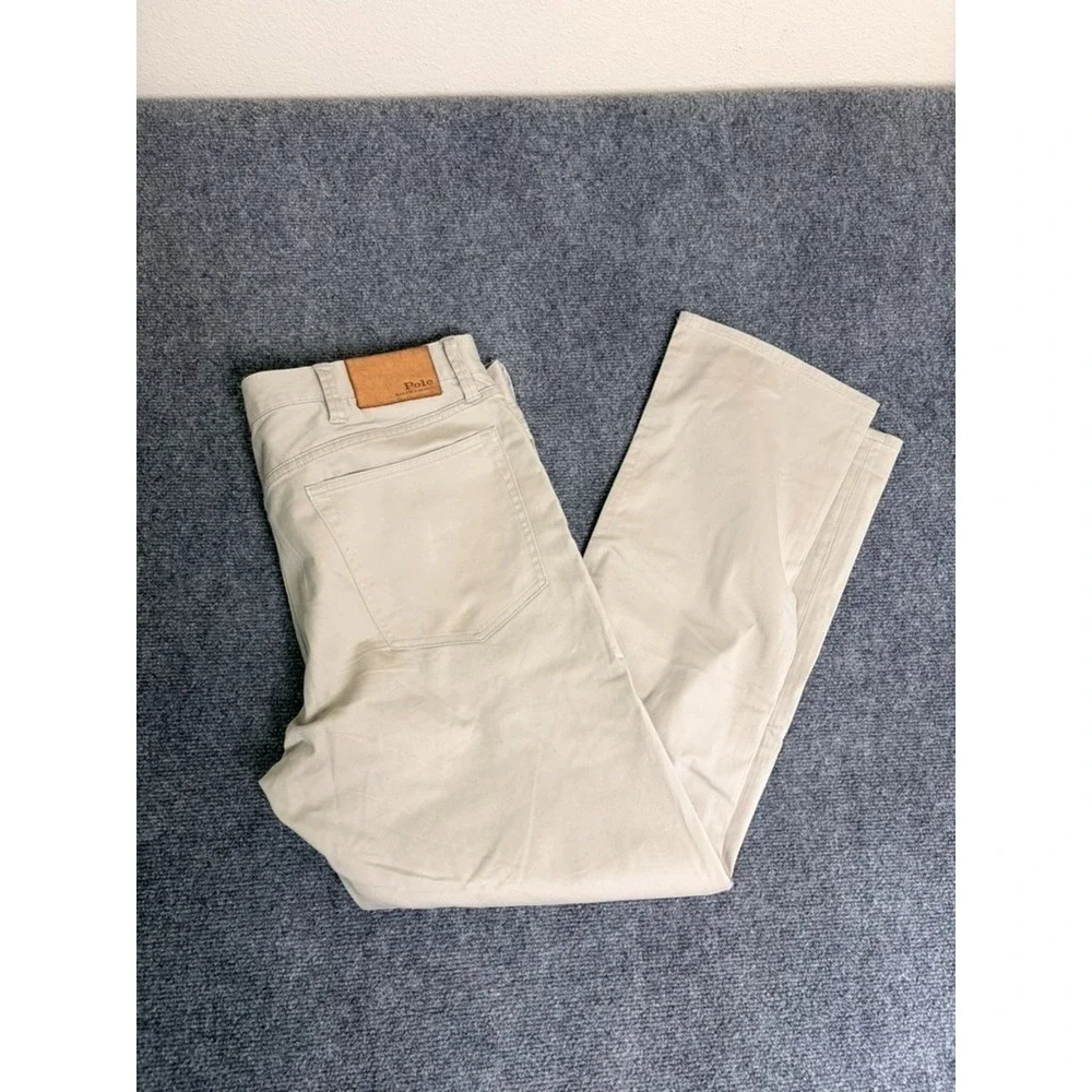 Polo Ralph Lauren Pants Mens Light Beige Chino Straight Leg Cotton Size 38X30